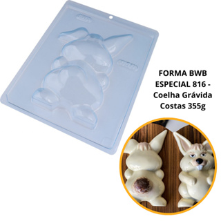 1~4 Forma BWB Com Silicone (3 partes) Para Chocolate Cód. 816 - Coelha Grávida (C) 350g. Páscoa em Oferta na Shopee