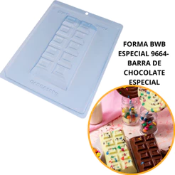 1~4 Forma BWB Com Silicone (3 partes) P Choco Cód.9664 - Barra de Chocolate Especial 300g. Barra Recheada Gourmet CHOCO