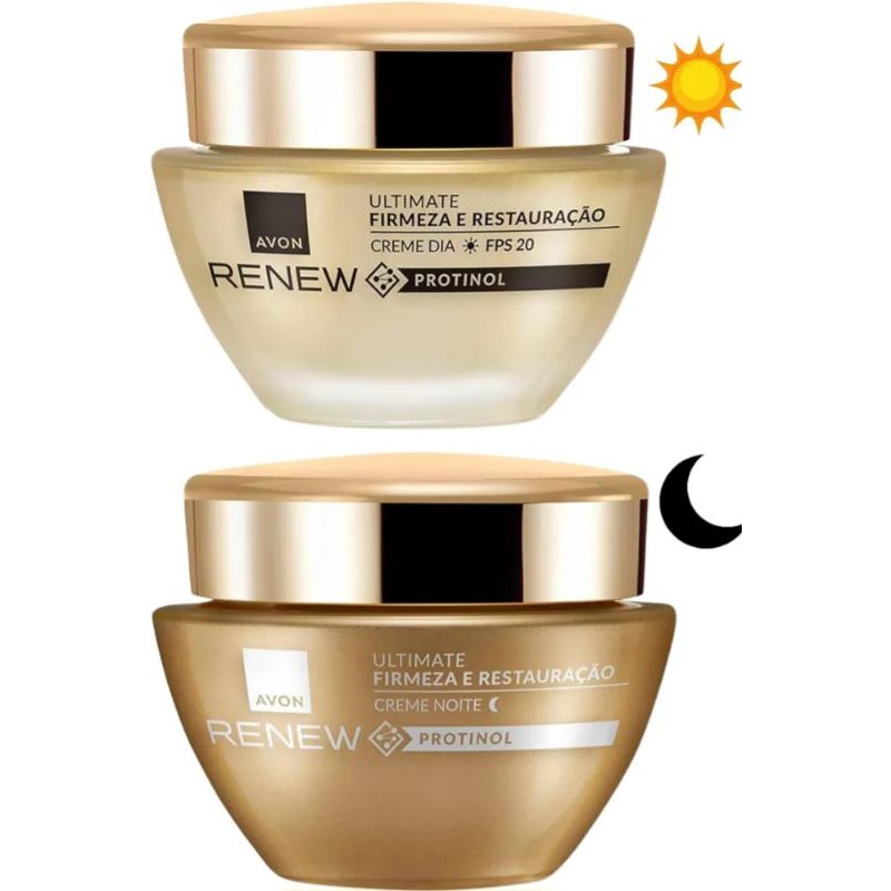 Kit  Renew Ultimate 45+ creme anti-idade Protinol Dia + Noite -50g  avon em Oferta na Shopee