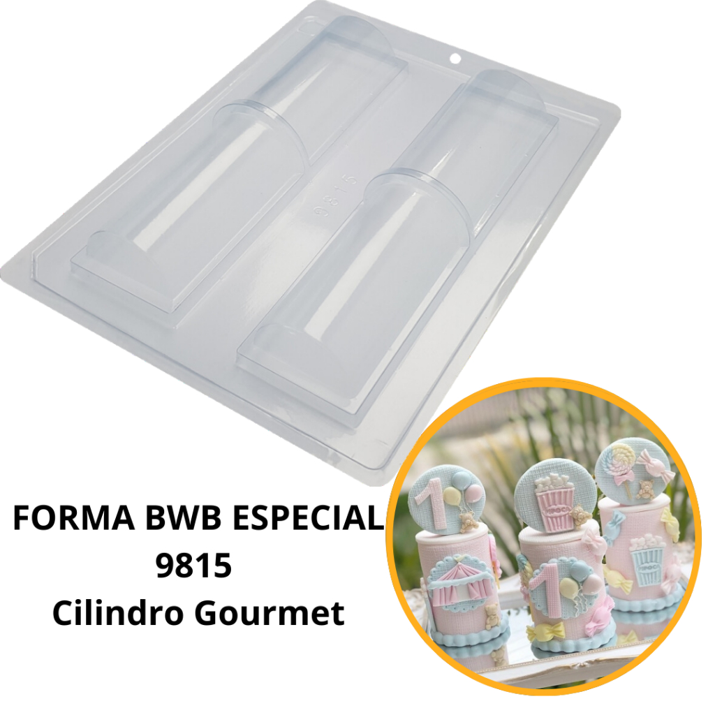 1~4 FORMA BWB COM SILICONE (3 PARTES) CÓD.:9815 - CILINDRO GOURMET 43g PARA CHOCOLATE, BOMBOM E CONFEITARIA. - Home & Living