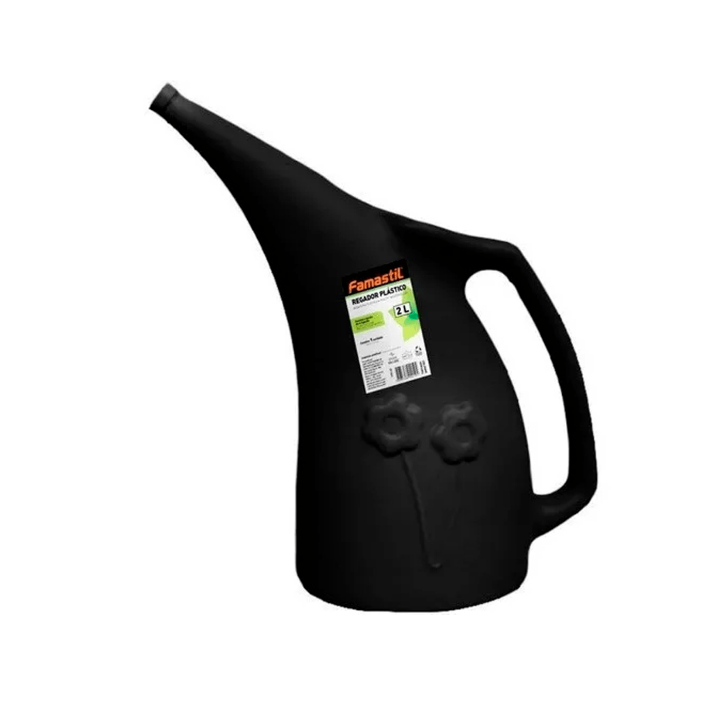 Regador Plástico 02 Litros Famastil Preto Jardinagem