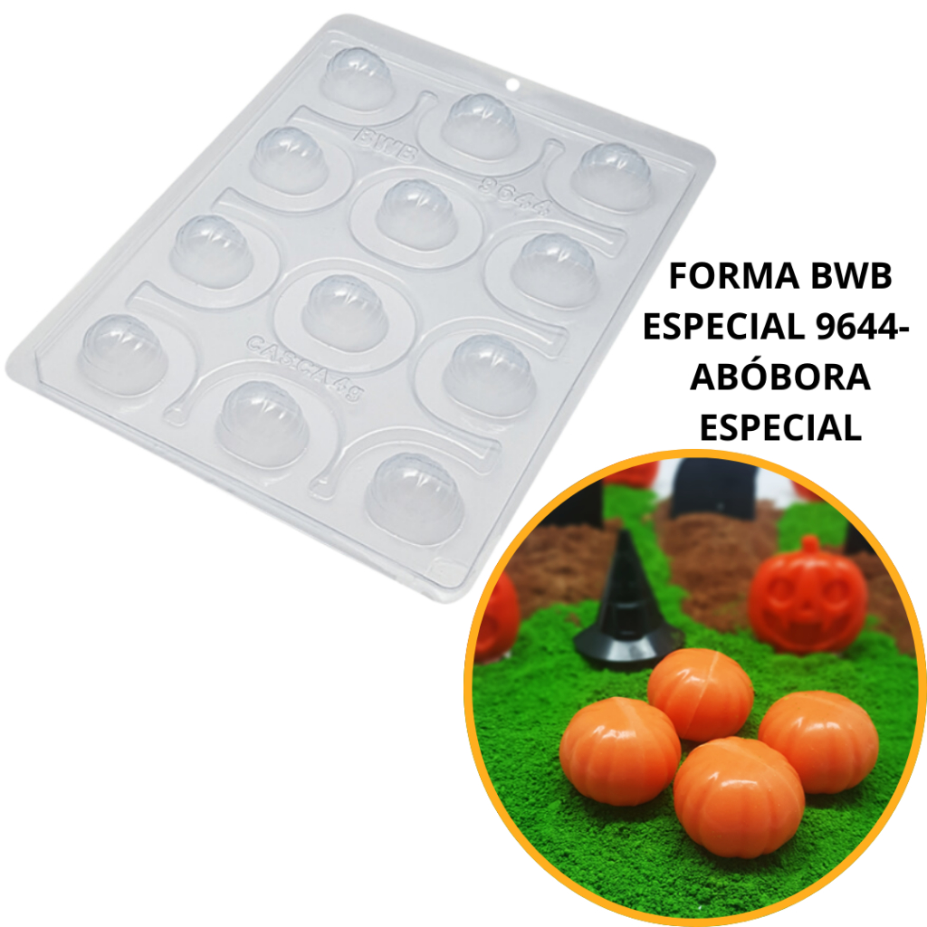 1~4 Forma BWB Com Silicone (3 partes) Para Chocolate Cód. 9644 - Abóbora Especial 15g. Halloween Dia Das Bruxas em Oferta na Shopee