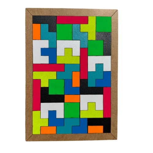 Brinquedo Educativo / Pedagógico Tetris Colorido em Madeira nas cores NEON em Oferta na Shopee