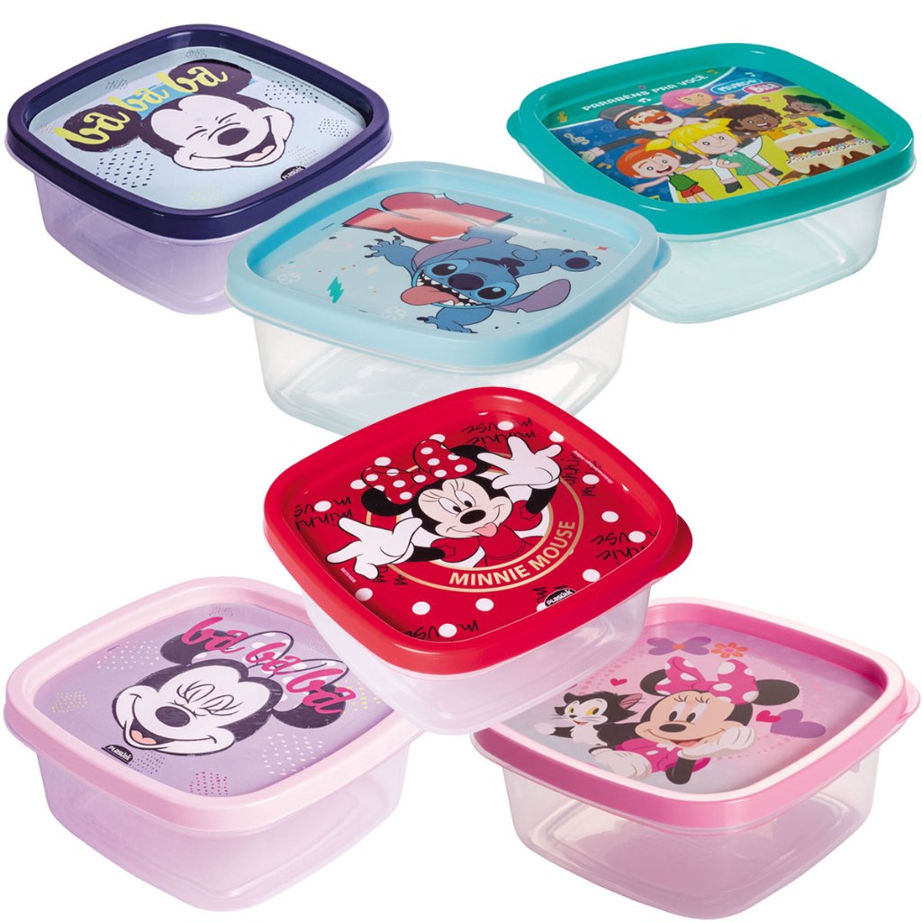 Pote Lancheira Lanche Quadrado Infaltil 580ml  Viagens  Passeios  Disney Mickey Minnie em Oferta na Shopee
