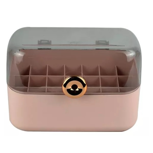 Porta Batom Organizador Retrô Com Tampa Em Acrílico Rosa verde Branco