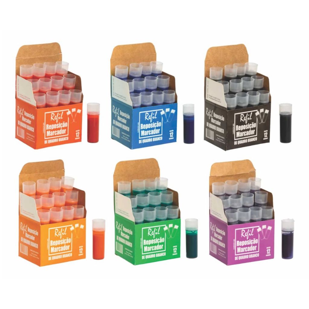 Refil Para Marcador Para Quadro Branco Board Master Wbma Vbm 5,5 ml 12 Recargas 1 Caixa com 12 Unid em Oferta na Shopee