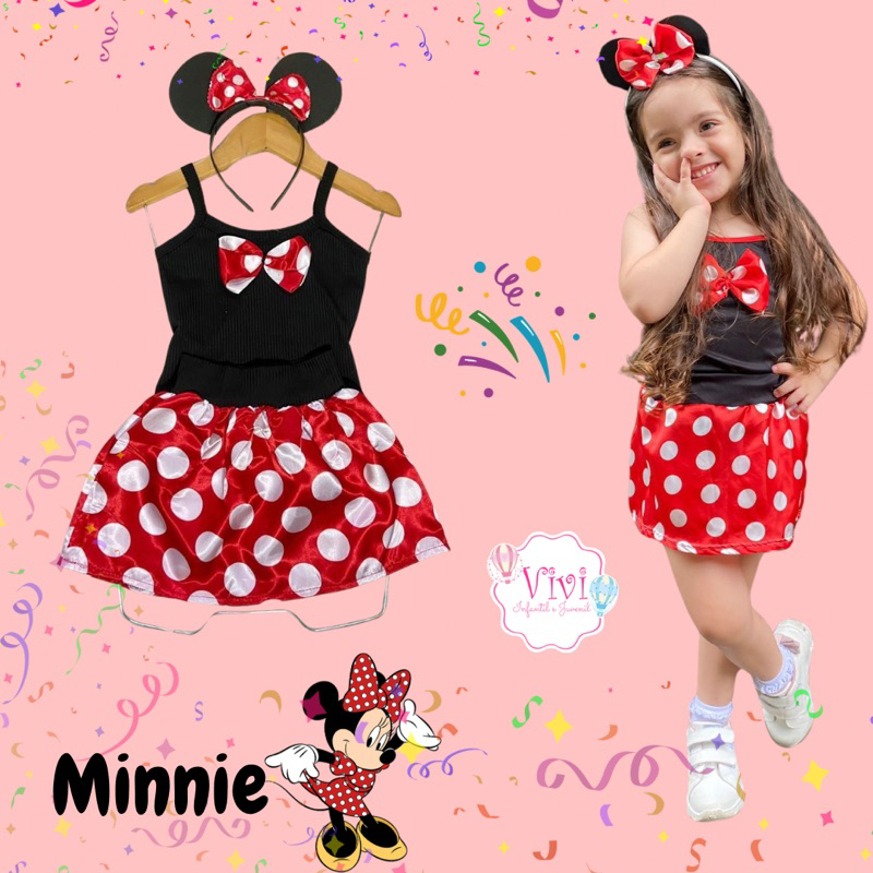 Fantasia Infantil Menina Minnie Mulher Maravilha Carnaval Aniversario Conjunto Com Tiara