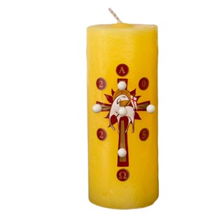 Vela Mini Círio Pascal Amarelo 12cm Com Cravos em Oferta na Shopee