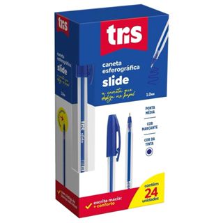 Kit C/24 Canetas Esferográfica Slide TRIS - Azul Preto e Vermelho 1.0mm Caixa C/24 Unidades. em Oferta na Shopee