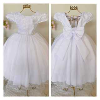 Vestido Infantil Bordado Branco Festa Casamento, Daminha, Aniversário em Oferta na Shopee