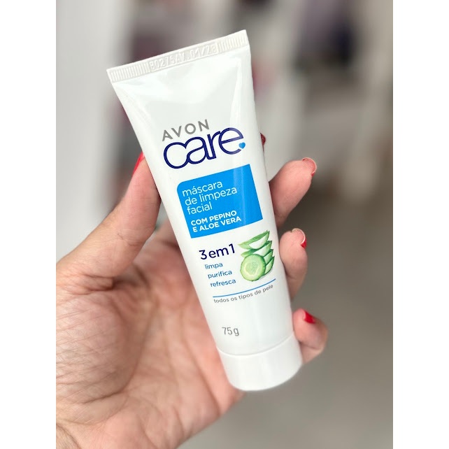 Máscara de limpeza facial com pepino e aloe vera avon care 75g