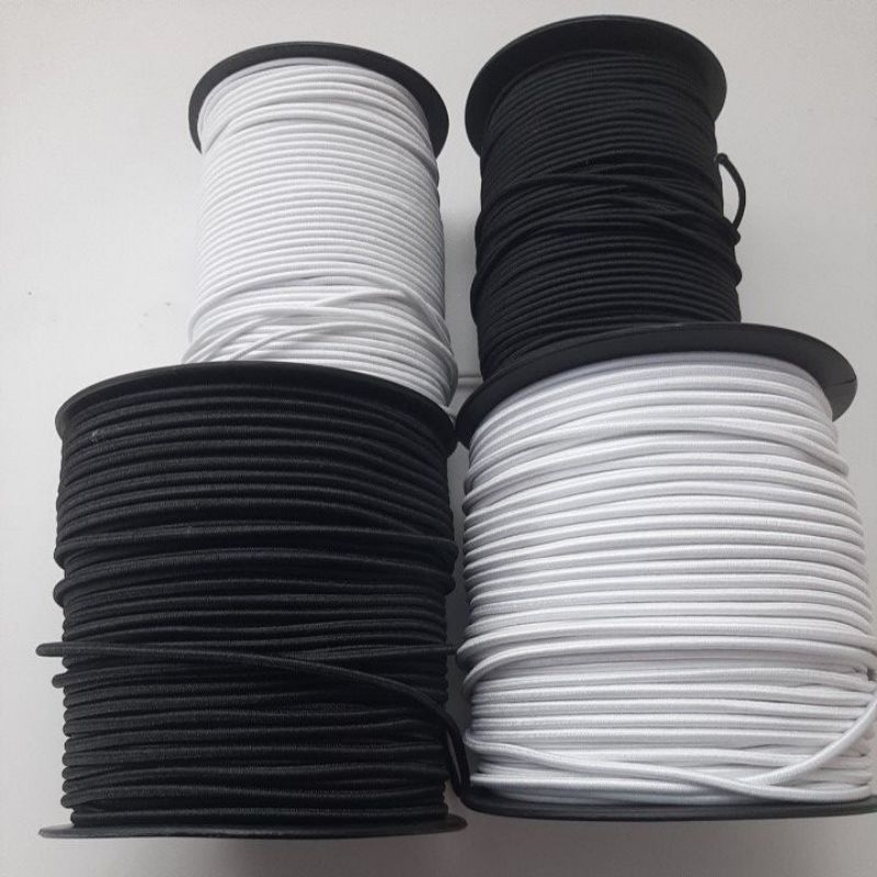 Elástico roliço redondo100mts, ou 50 mts\ 2mm/3mm/branco, preto/corda rabo de rato em Oferta na Shopee