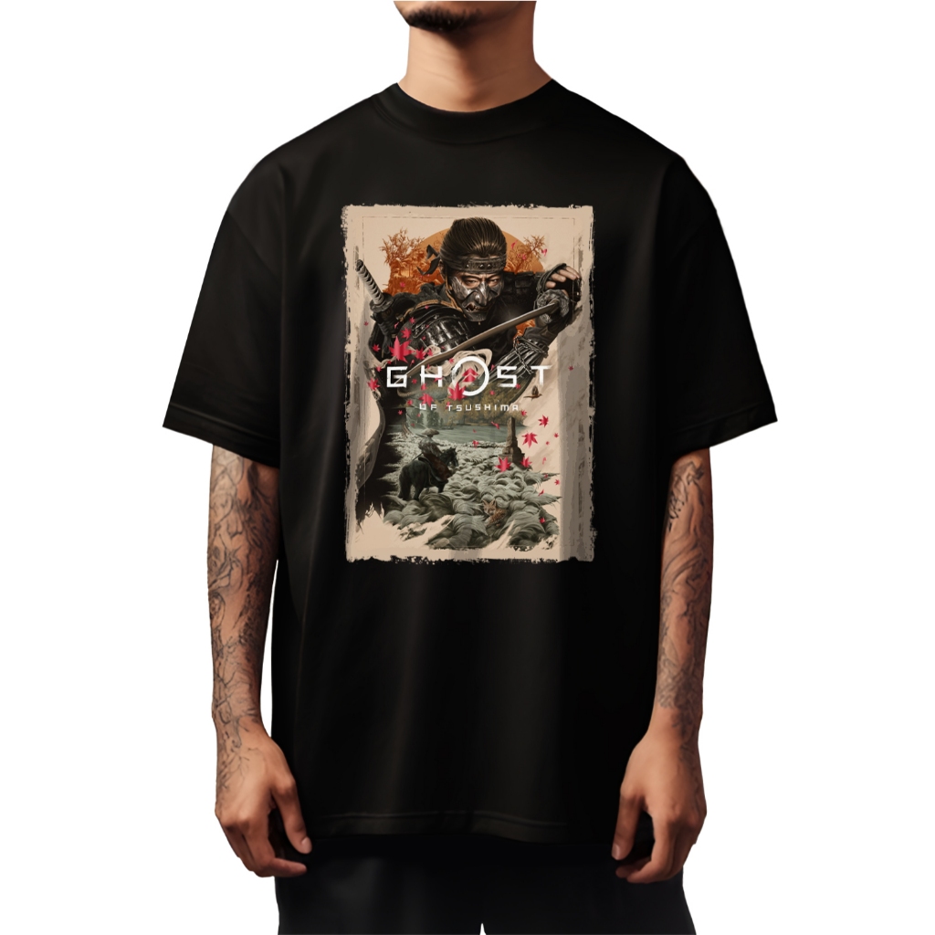 Camiseta Oversized Ghost Of Tsushima Gola Fechada Streetwear - 173