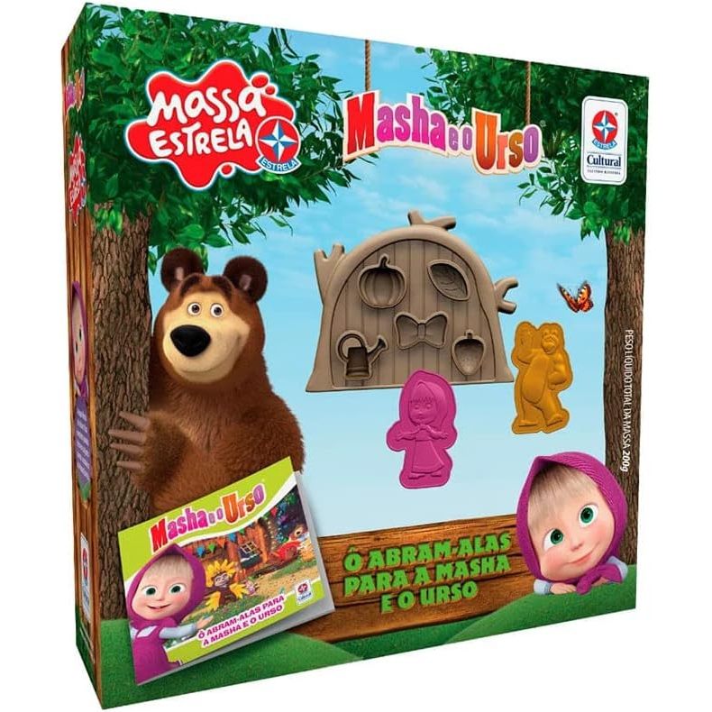 Massa Estrela Super Livro Ô Abram Alas Para A Masha E o Urso C/4 Potes De 50g - Estrela