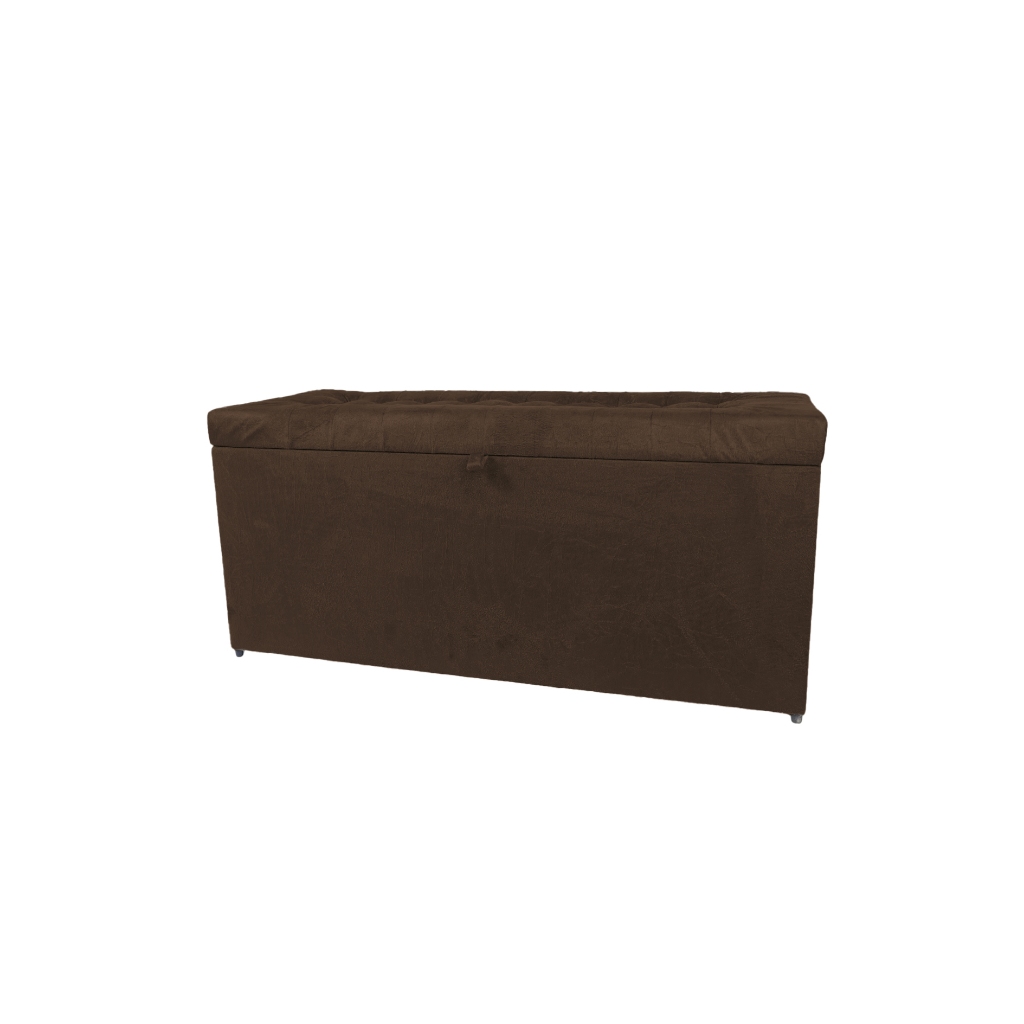 Recamier Puff Baú Beira de Cama Solteiro 90 CM Com Rodizios