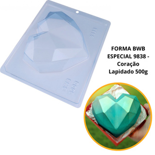 1~4 Forma bwb com silicone (3 partes) cod 9838 - Coração Lapidado 500g (CHOCO) em Oferta na Shopee