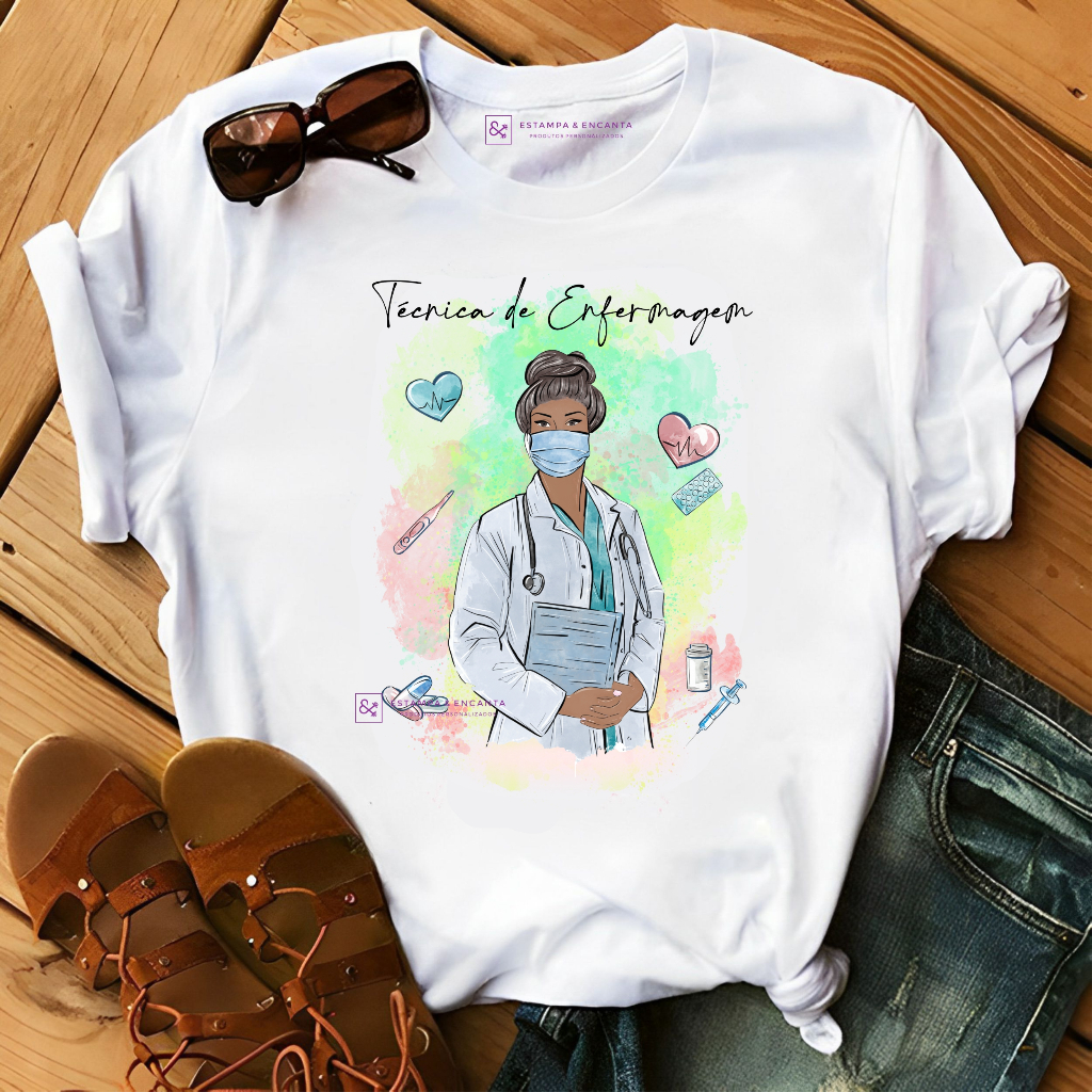 Camisa Blusa Personalizada Profissão Técnica de Enfermagem - T-Shirt Enfermagem