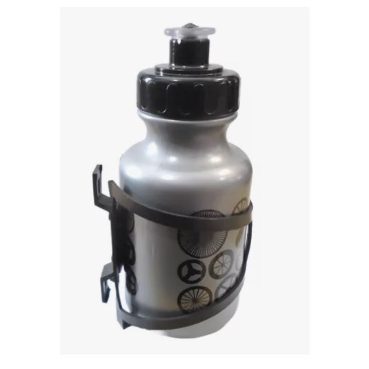 Caramanhola Garrafinha Spec Infantil Cinza 300ml C/ Suporte.