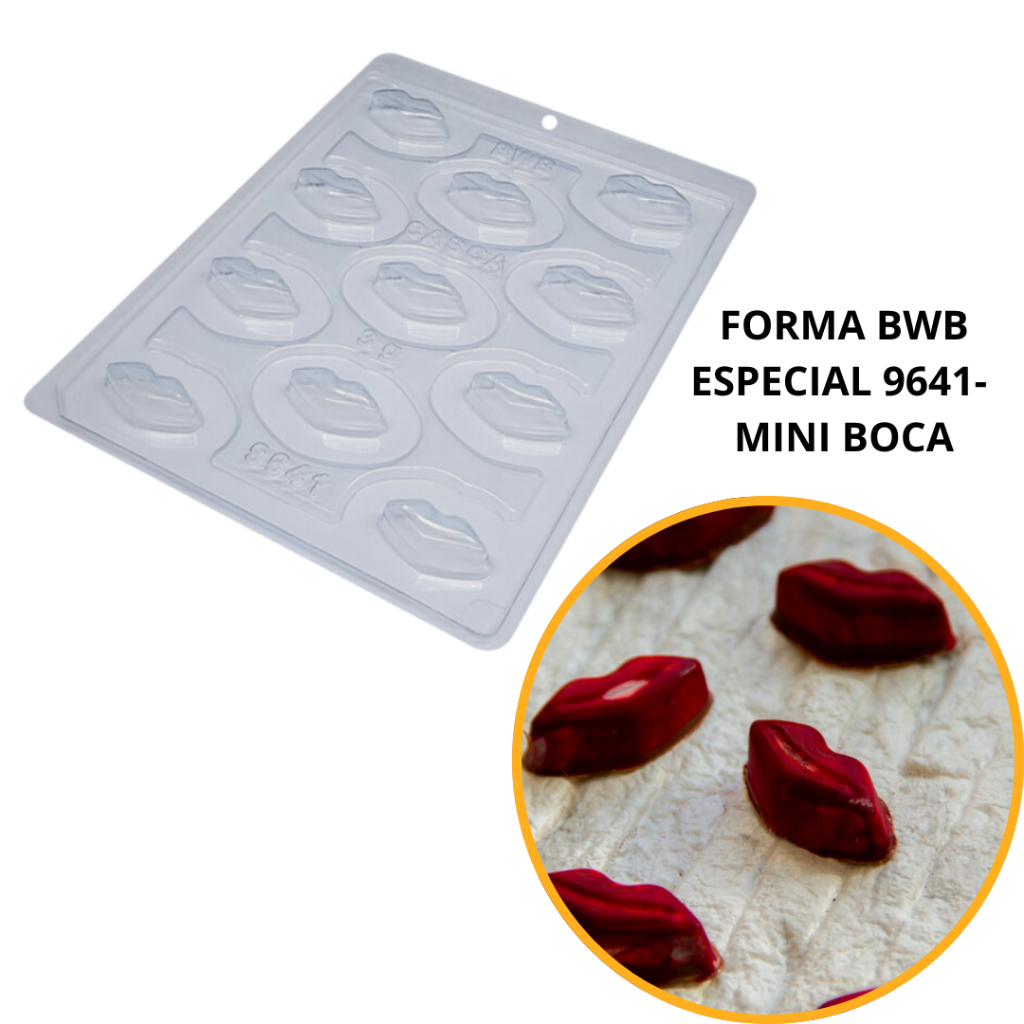 1~4 Forma para chocolate bwb com silicone (3 partes) 9641 - Mini Boca 10g - Home & Living
