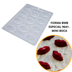 1~4 Forma para chocolate bwb com silicone (3 partes) 9641 - Mini Boca 10g (CHOCO)