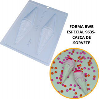 1~4 Forma para chocolate bwb com silicone (3 partes) 9635 - Casca de Sorvete 75g em Oferta na Shopee