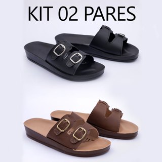 Kit 2 Pares Sandalia Feminina Ortopédica Leve Para Dia Dia Confortavel Dores nos Pés em Oferta na Shopee