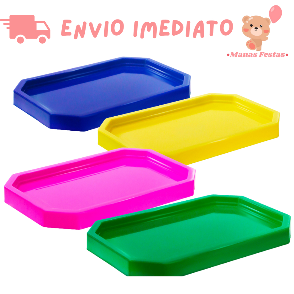 Kit com 10 Unidades Mini Bandeja Lapidada + Diversas Cores em Oferta na Shopee