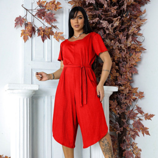 Macacão Feminino Pantacourt Midi Básico com Cinto de Amarração Moda Verão em Oferta na Shopee