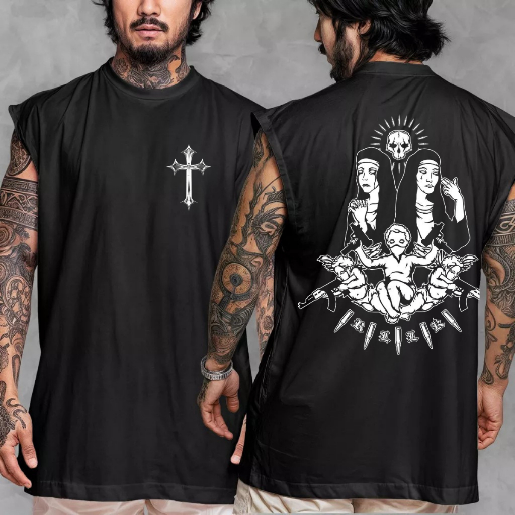 Camiseta Regata Oversized Streetwear Estampada Streetwear Tecido Leve Confortável