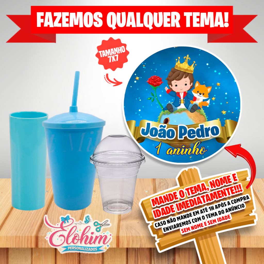 Rótulo Adesivo para personalizar Copo Long Twister  Adesivo 7x7- O pequeno príncipe