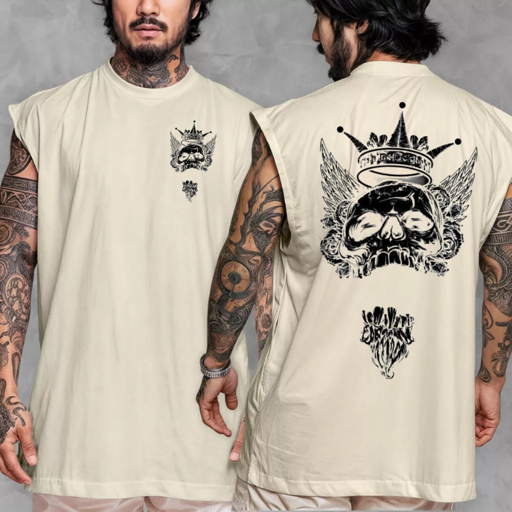 Camiseta Regata Oversized Masculina Streetwear Estampada Moda Verão Algodão Premium