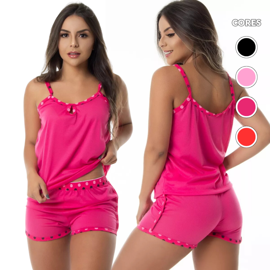 Baby Doll Feminino Pijama Camiseta Short Doll Malha Suave Verão Adulto Conforto Lingerie Linha Noite