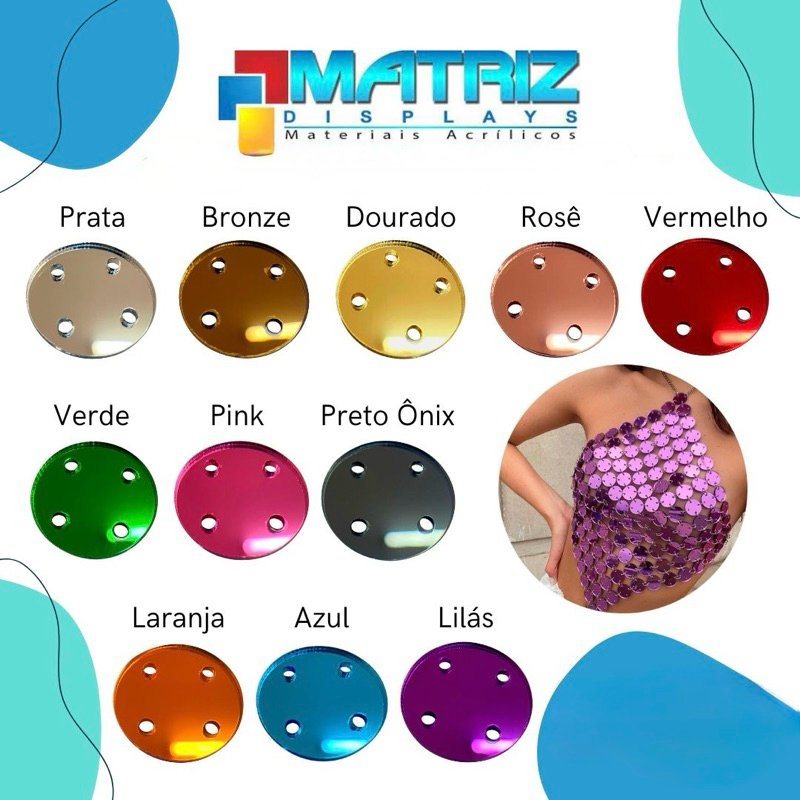 Chaton C/furos Acrílico Espelhado 100 Pçs Redondas 2cm em Oferta na Shopee