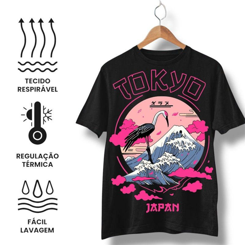 Camiseta Masculina Algodão Premium 30.1 Penteado Unissex Estampada Streetwear Moda Japão Blusa Preta Oversized
