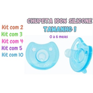 Combo de chupeta silicone tamanho 1 para bebês de 0 a 6 meses em Oferta na Shopee