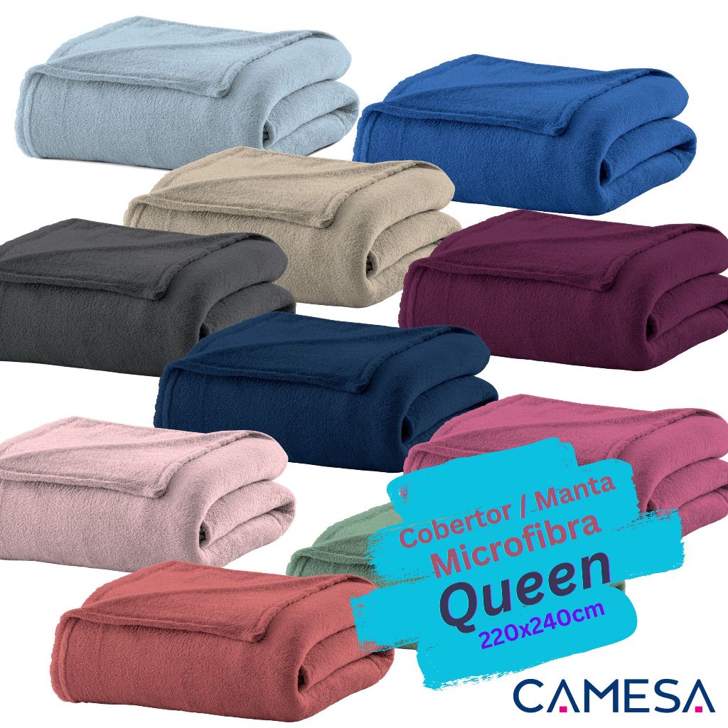 Cobertor Manta de Microfibra Liso Queen 220x240cm – Camesa em Oferta na Shopee