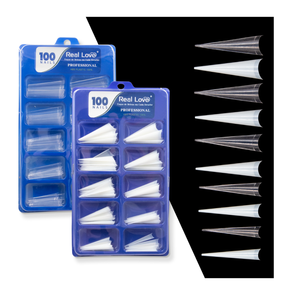 KIt Tips Unhas Postiças 100 Unidades Diversas - Real Love