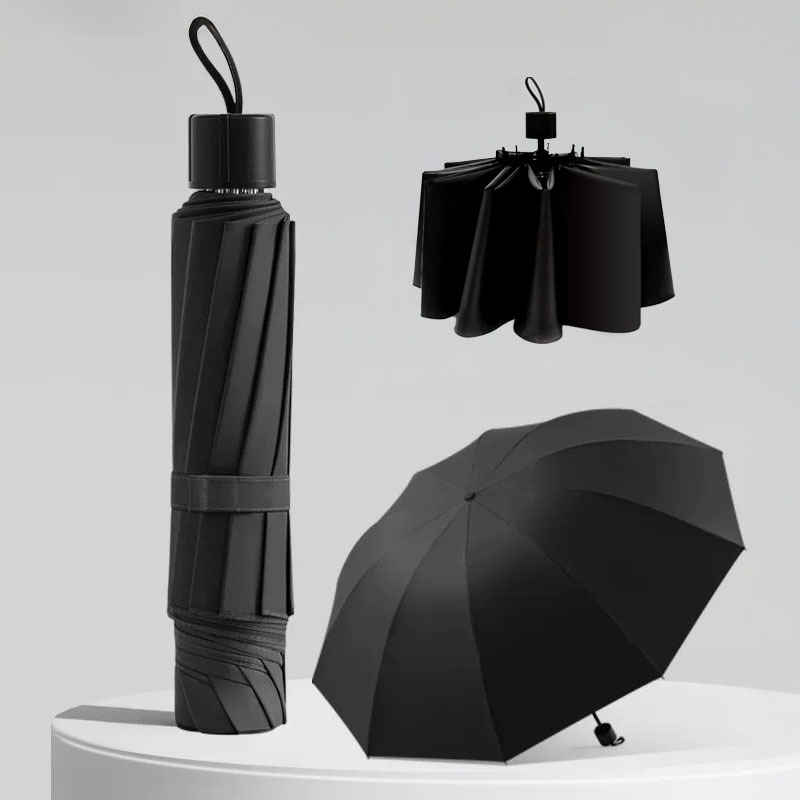 Sombrinha Guarda Chuva Grande Masculina Feminina Dobrável Preto Reforçado Contra Vento Cabe Na Bolsa Portátil