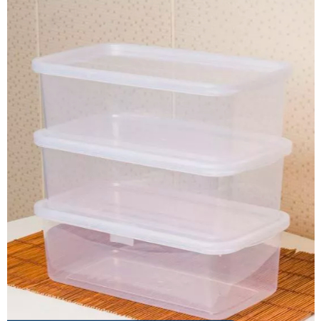 Kit 6 Potes Transparente 3L Retangular Mantimentos Presidio - Plasconex em Oferta na Shopee