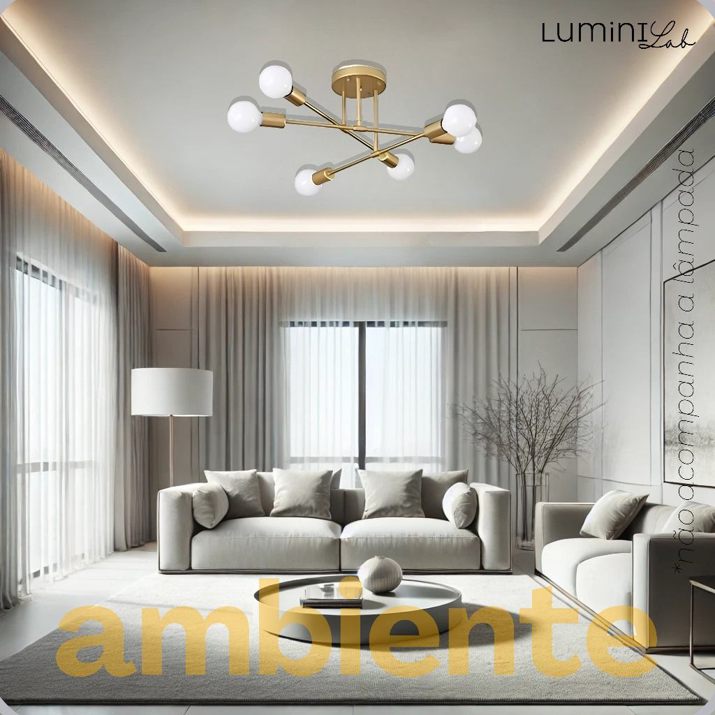 Pendente Lustre Sputnik Prêmio 6 Lampadas para sala salão cozinha quarto e comercio