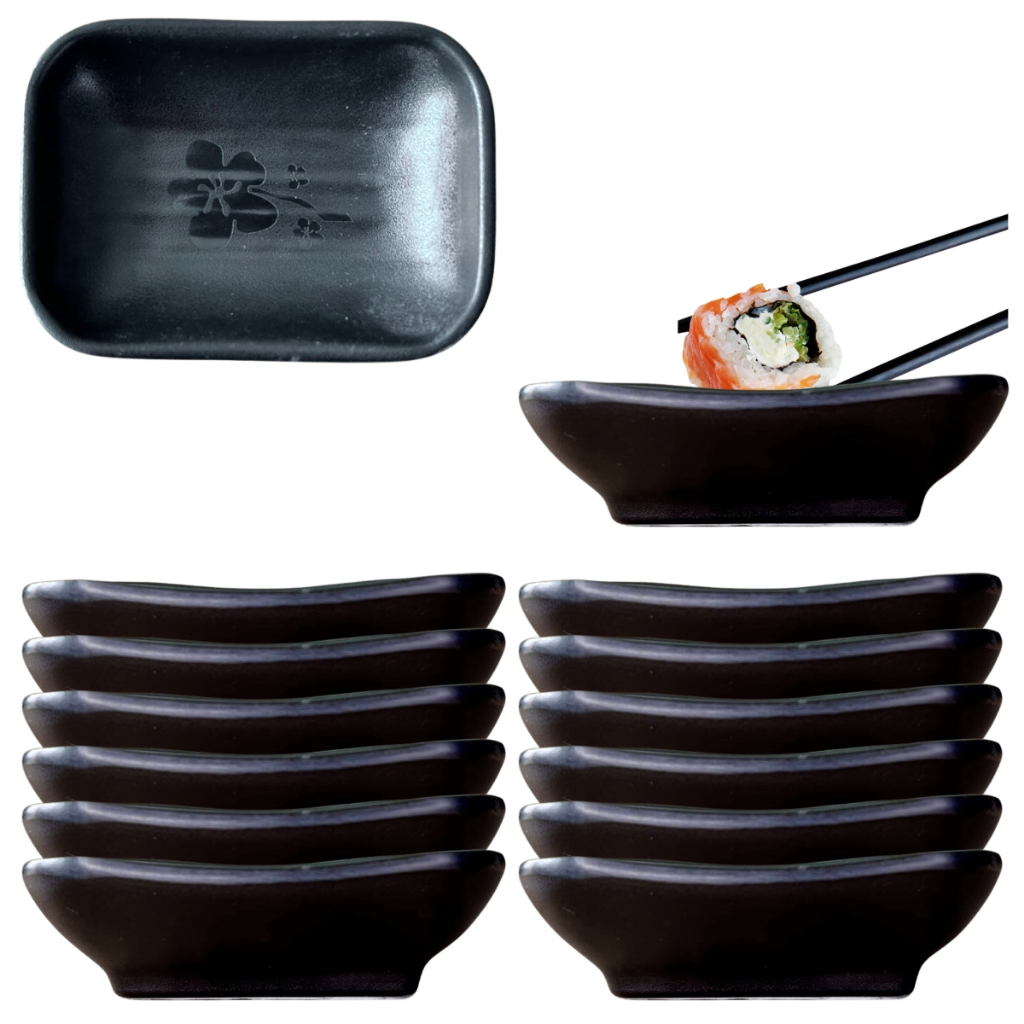 12 Molheira Porta Molho Shoyu Kit Restaurante Oriental Sushi em Oferta na Shopee