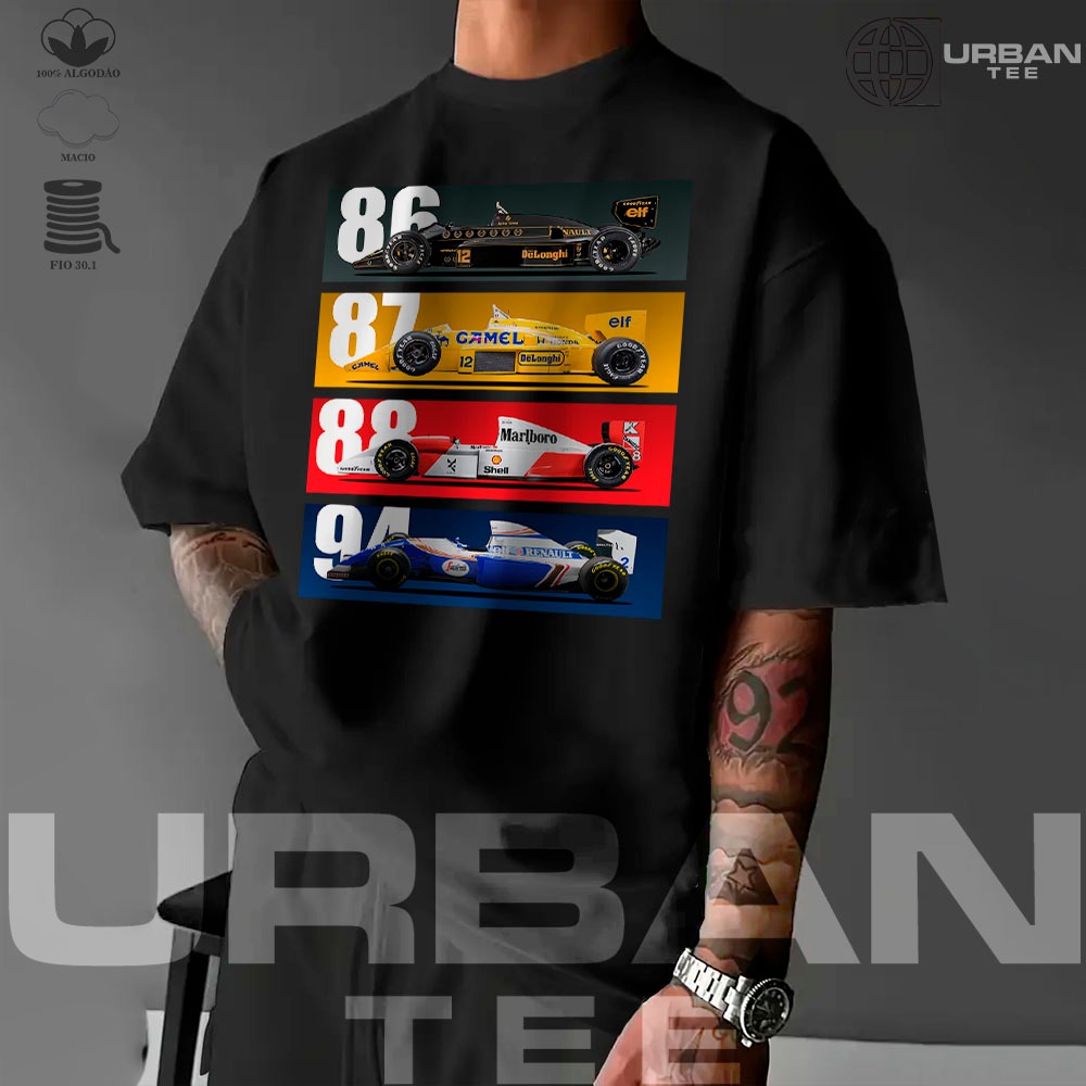 Camiseta Básica Ou Oversized Carros Formula 1 Carreira Ayrton Senna Estilo Unissex em Oferta na Shopee
