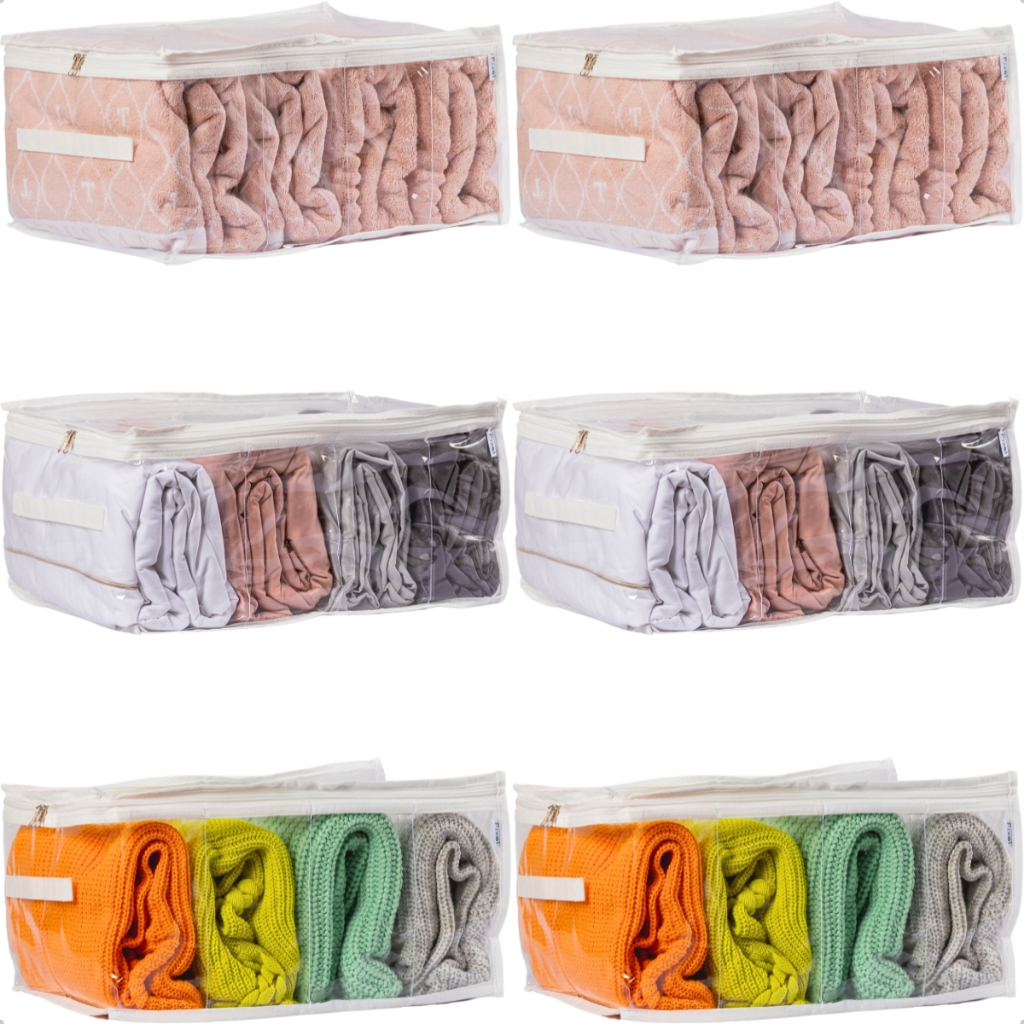 Kit 6 Colmeias Organizadora Fechada Plus GG Toalha Blusa Lençol Cama Mesa e Banho 45x32x22cm