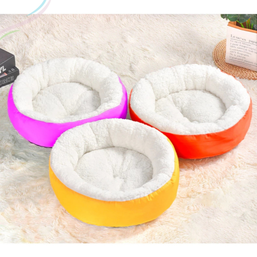 Caminha Redonda Pets Sherpa Cachorro e Gatos Macia Quente Confortável Pele de Carneiro Cama Pet
