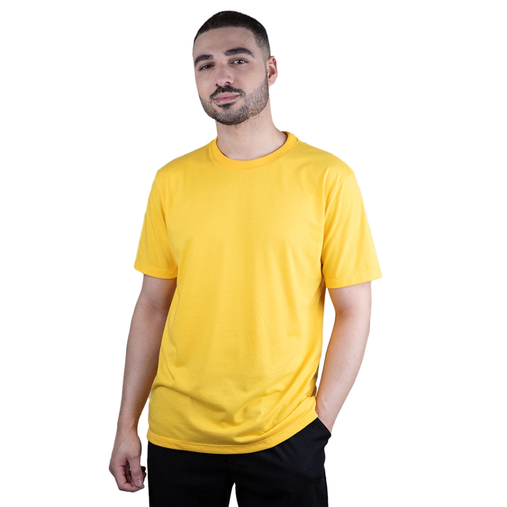 Camisa Camiseta Masculina amarela Básica lisa Algodão Peruano fio 40.1 Várias Cores streetwear