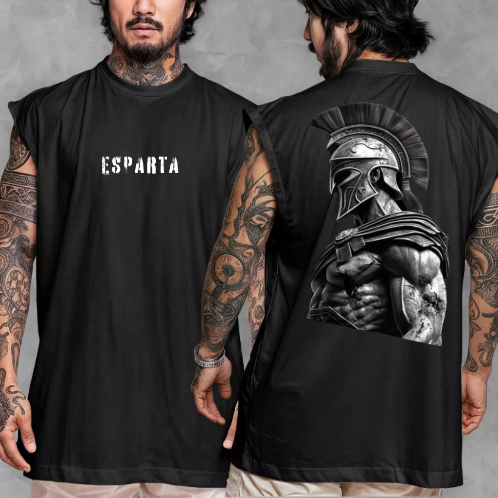 Camiseta Oversized Regata Masculina Espartanos Streetwear Tecido Algodão Premium