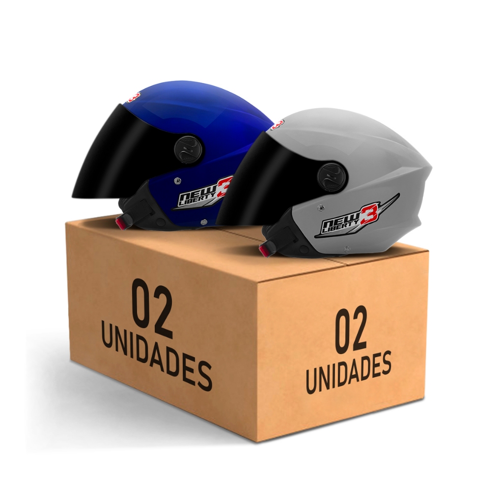 Kit Capacete Moto Aberto Masculino e Feminino Pro Tork New Liberty 3 Three Viseira Fumê Azul em Oferta na Shopee