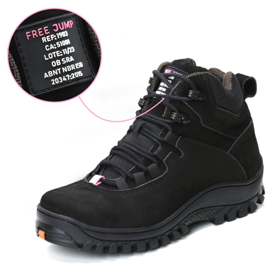 Bota Coturno com CA EPI feminino de Couro Biqueira Resistente Reforçada Envio imediato em Oferta na Shopee