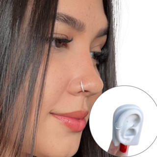 Piercing Nariz Helix 7mm Argola Cravejada Com 10 Pedras em Zircônia em Oferta na Shopee