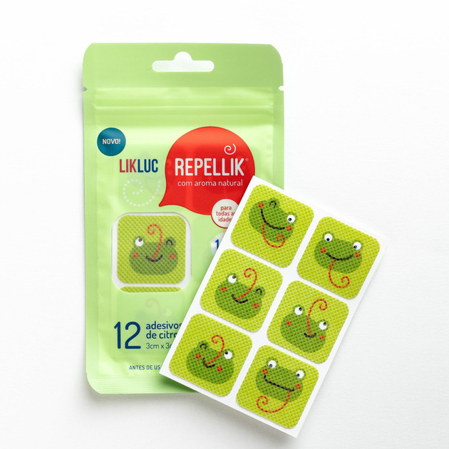 Cartela Com 12 Adesivos Repelente Likluc Repellik Repelente em adesivo infantil